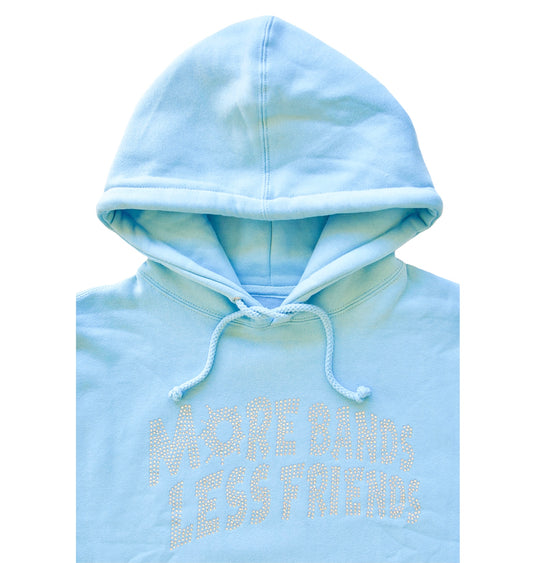 Baby Blue Rhinestone “More Bands Less Friends” Hoodie