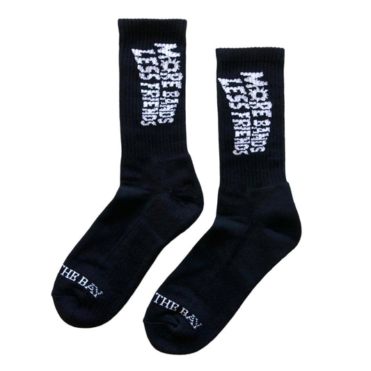 Black “More Bands Less Friends” Socks