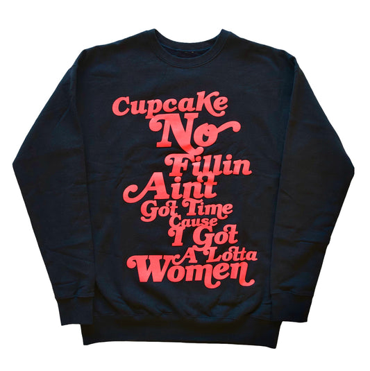 Black “Cupcake No Fillin” Crewneck Sweater