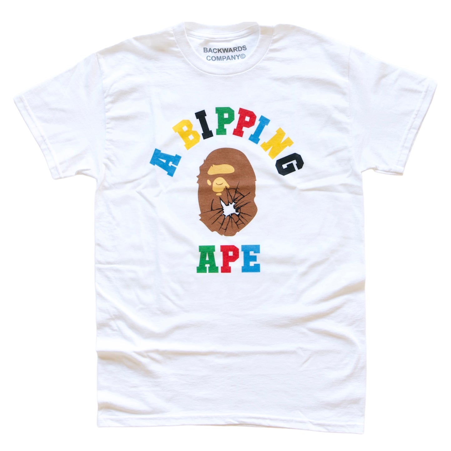 White “Colorful A Bipping Ape” T-Shirt