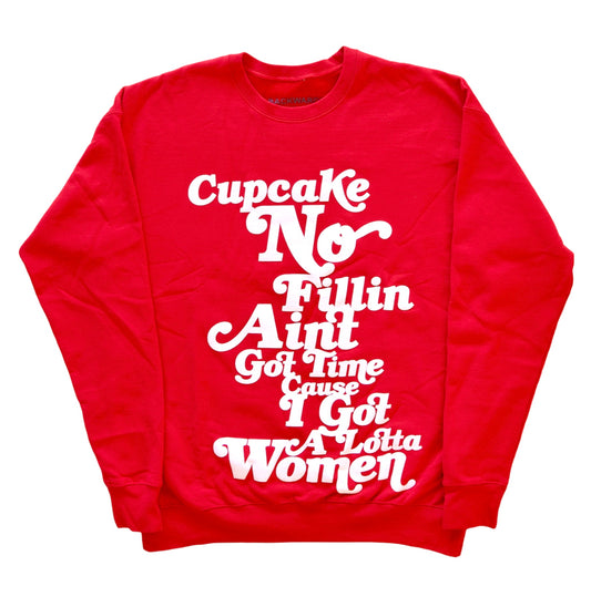 Red “Cupcake No Fillin” Crewneck Sweater