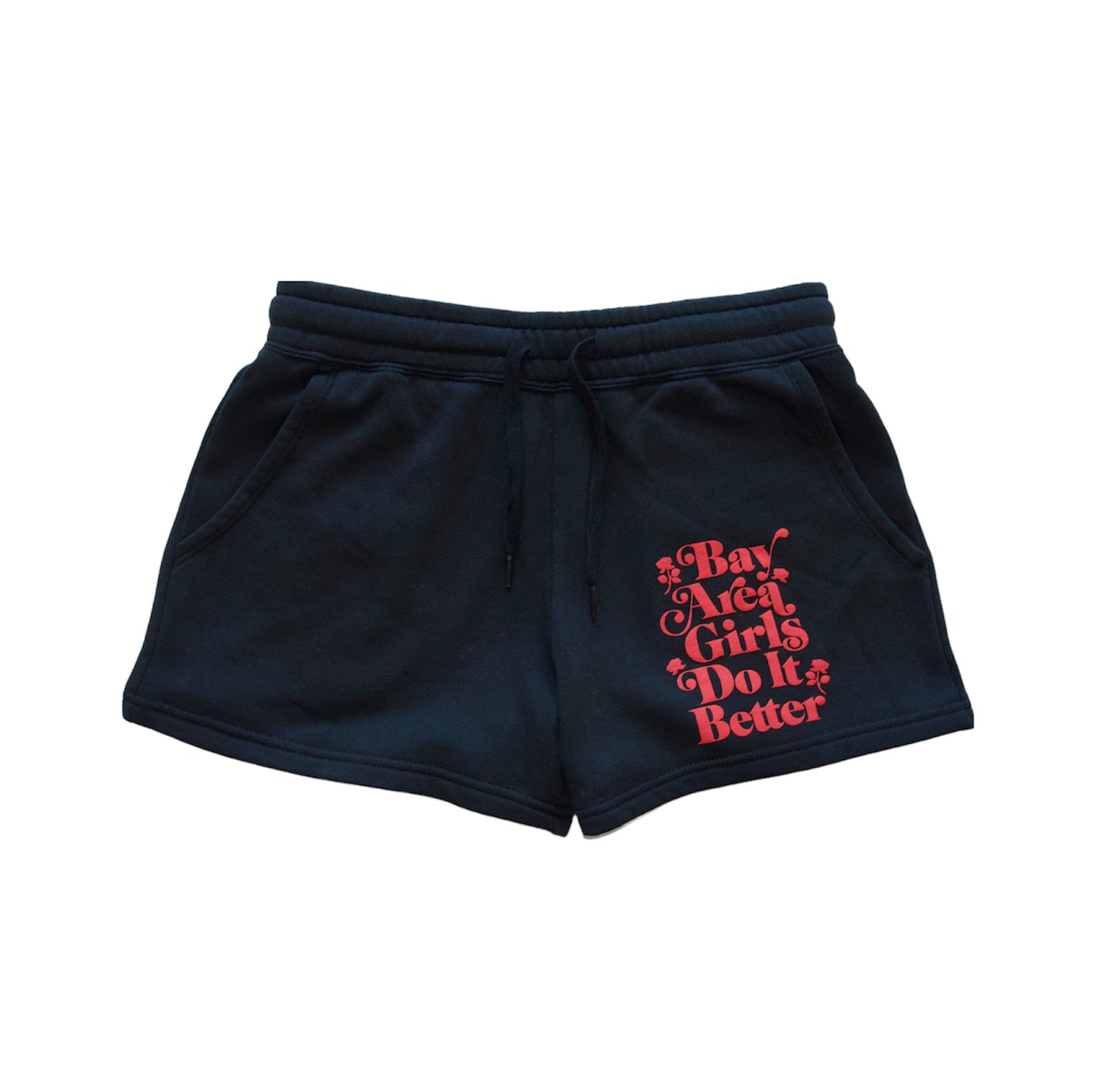 Black “Bay Area Girls Do It Better” Fleece Shorts