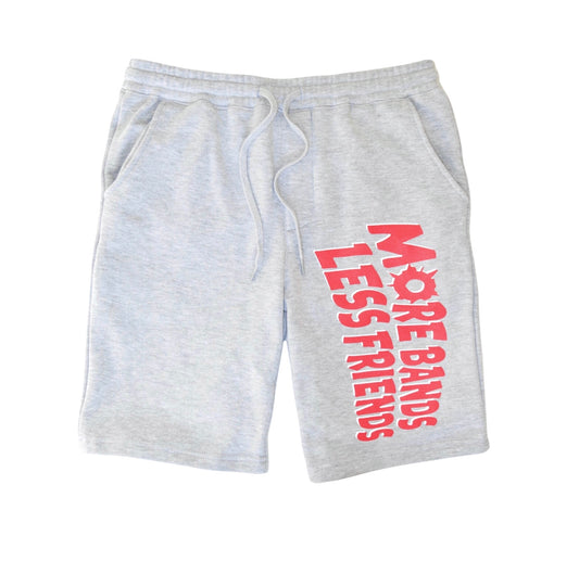 Heather Gray "Red More Bands Less Friends" Fleece Shorts